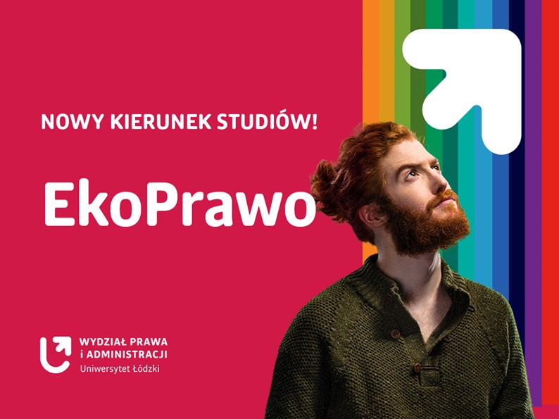 Grafika promująca kierunek EkoPrawo przedstawiająca mężczyznę spoglądającego w dal.