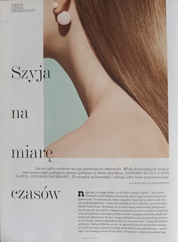 Profil kobiecej szyi, barwna fotografia z magazynu Vougue
