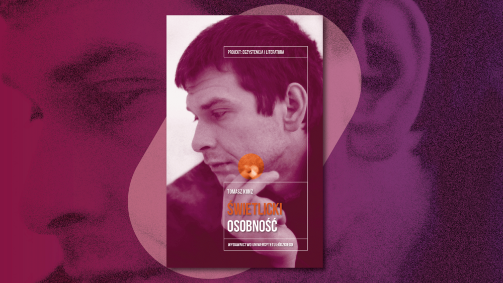 okładka książki z wizerunkiem mężczyzny na bordowym tle