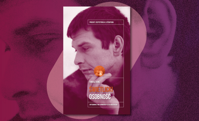 okładka książki z wizerunkiem mężczyzny na bordowym tle