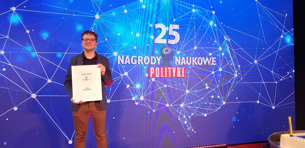 dr Kamil Sowiński podczas gali Nagród Naukowych Polityki